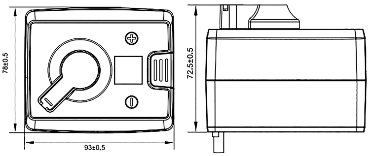 Размеры электропривода ЭПК230М (RS485, Modbus) BVM