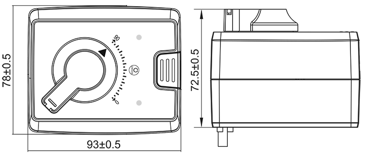 Размеры электропривода ЭПК24М (RS485, Modbus) BVM