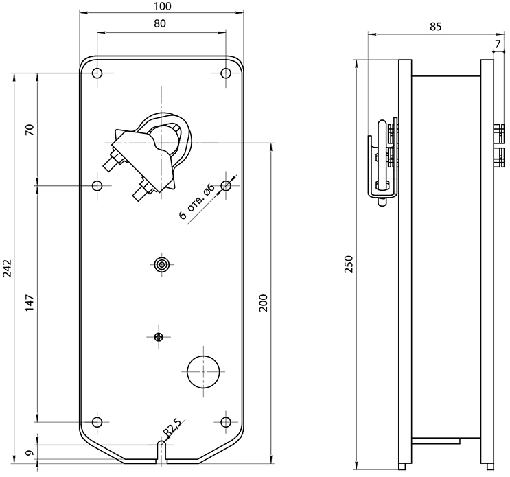 Размеры электропривода BVM NM24-BS-10