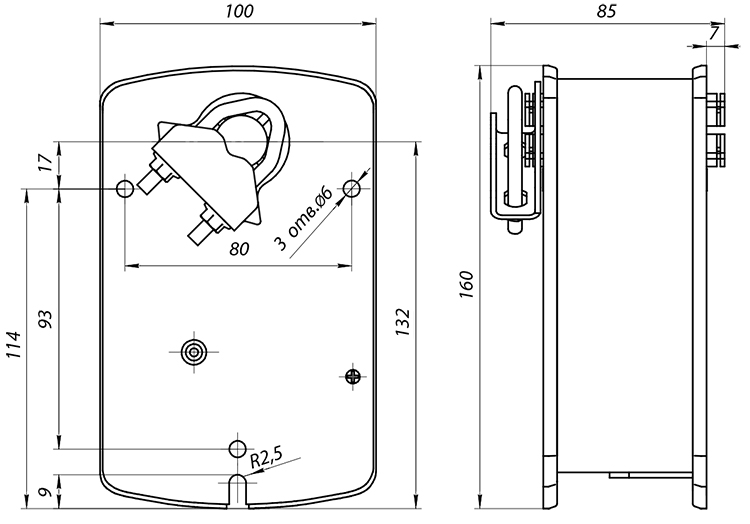 Размеры электропривода BVM TS05-230S