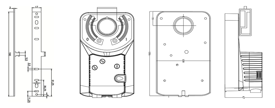 Габаритные размеры электропривода VAV30NM BVM