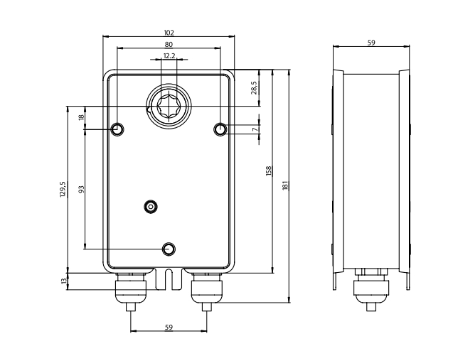 Размеры электропривода ENSO LAB R-BNE230