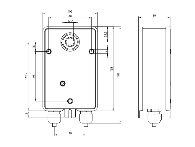 Размеры электропривода ENSO LAB R-BNE24