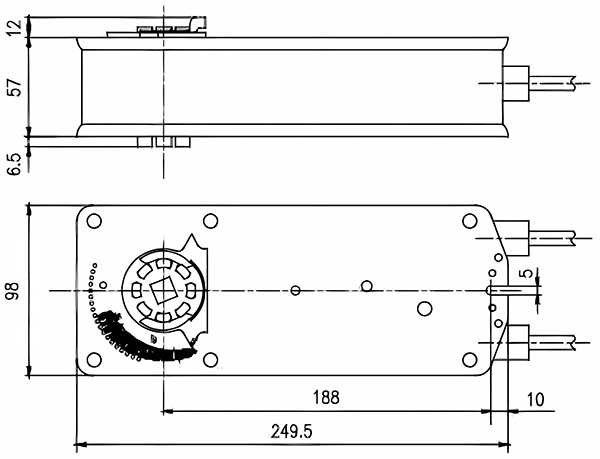 Размеры электропривода MAKO BF230M (15Hm)