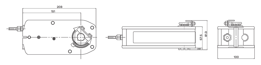 Размеры электропривода UCP NFU-230-08