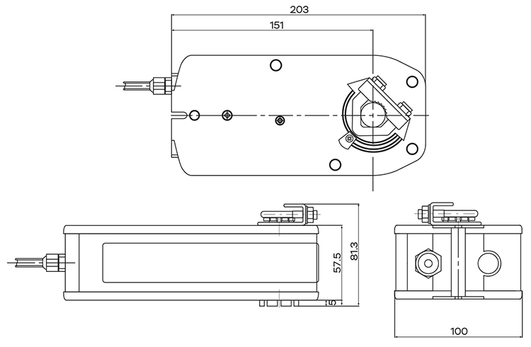 Размеры электропривода UCP NFU-24-08