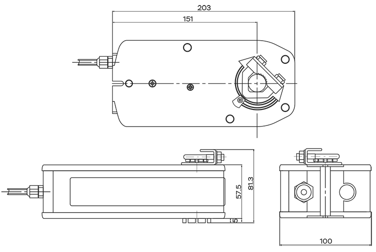 Размеры электропривода UCP SFU-230-10