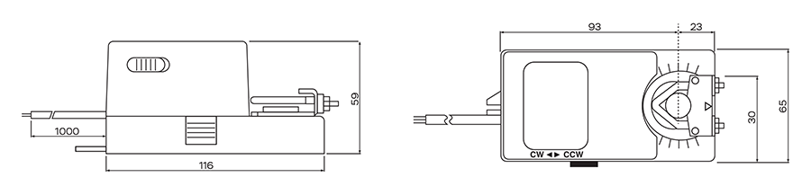 Размеры электропривода UCP TMU-230-02
