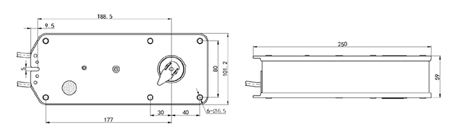 Размеры электропривода UCP UB(230)-10T