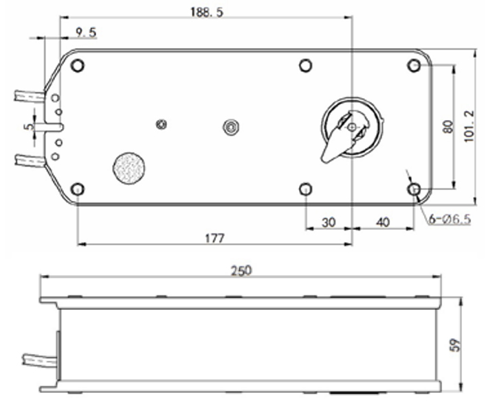 Размеры электропривода UCP UB(24)-10T
