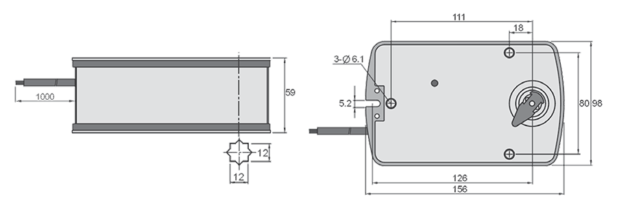 Размеры электропривода UCP UE(230)-10T