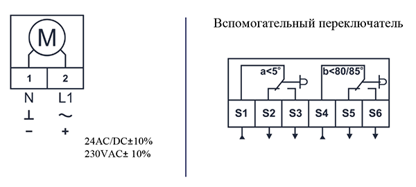 Схема подключения электропривода MAKO BFN230M (10Hm)