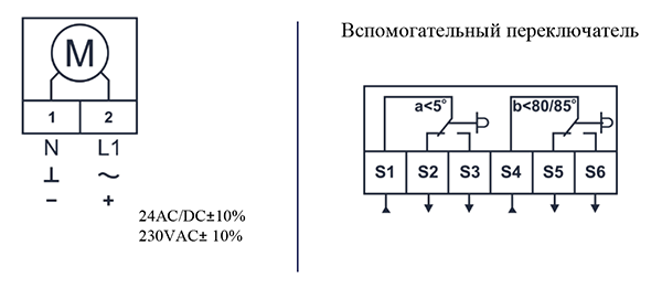 Схема подключения электропривода MAKO BFN24M (10Hm)