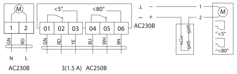 Схема подключения электропривода BVM BLF230-15-T