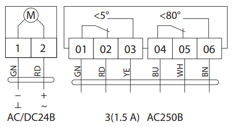 Схема подключения электропривода BVM BLF24-03