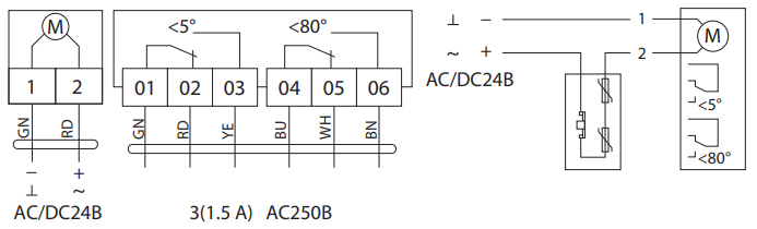 Схема подключения электропривода BVM BLF24-05-T