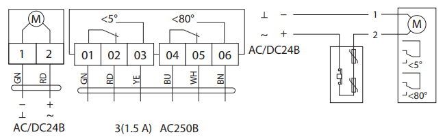 Схема подключения электропривода BVM BLF24-10-T