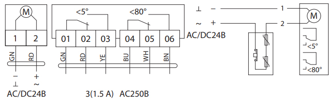 Схема подключения электропривода BVM BLF24-15-T