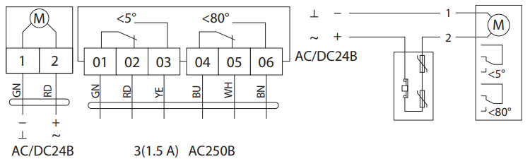 Схема подключения электропривода BVM BLF24-20-T