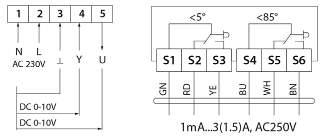 Схема подключения электропривода BVM NM230-BS-15