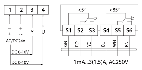 Схема подключения электропривода BVM NM24-BS-10
