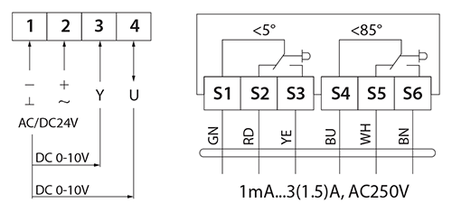 Схема подключения электропривода BVM NM24-BS-15