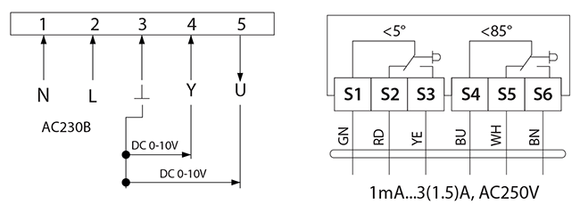 Схема подключения электропривода BVM SM230-BS-20