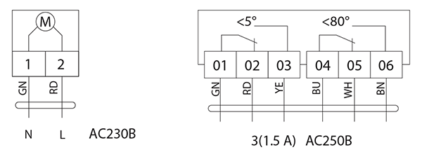 Схема подключения электропривода BVM TS03-230S