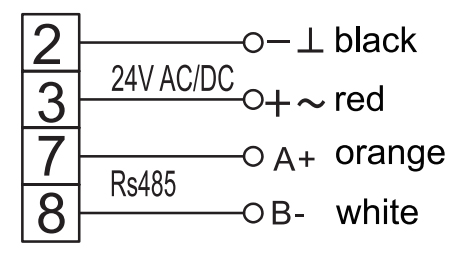 Схема подключения электропривода ЭПК24М (RS485, Modbus) BVM