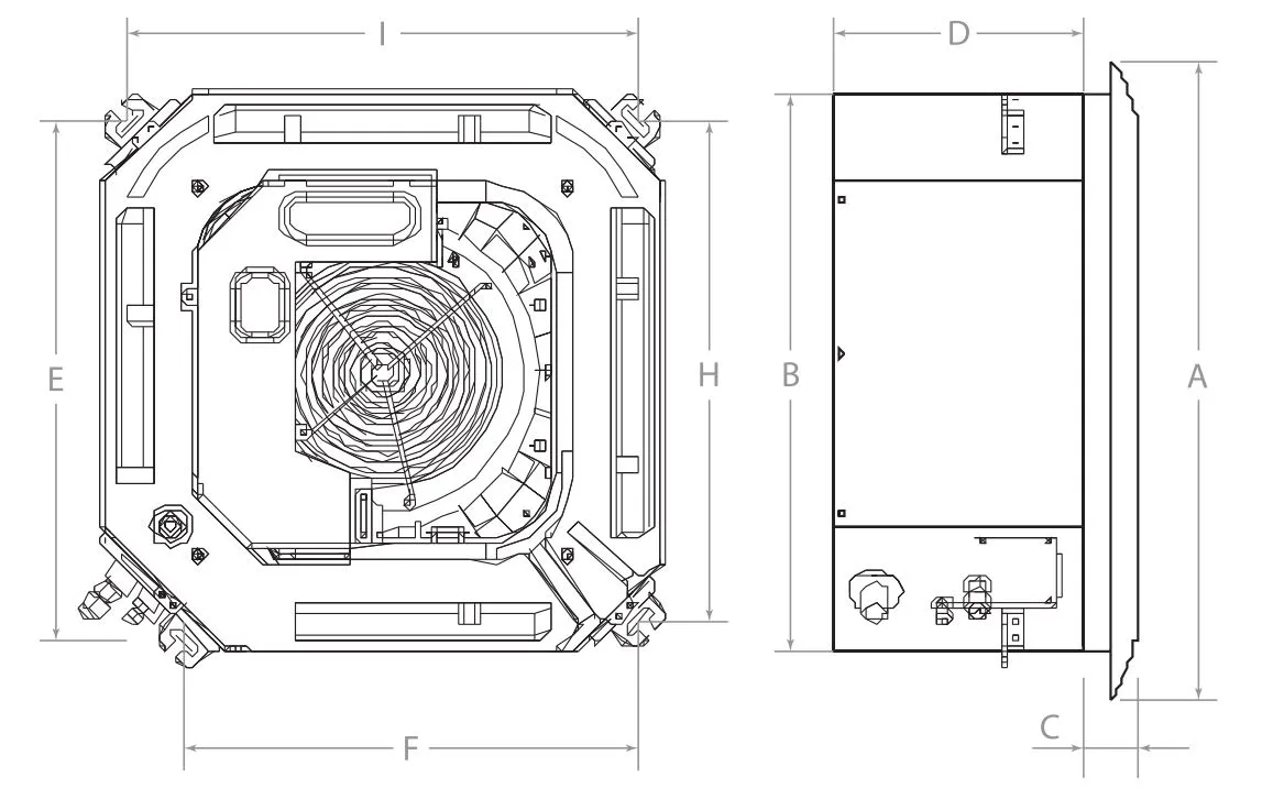 Габаритные размеры внутреннего блока BLCI_C-36HN8/EU