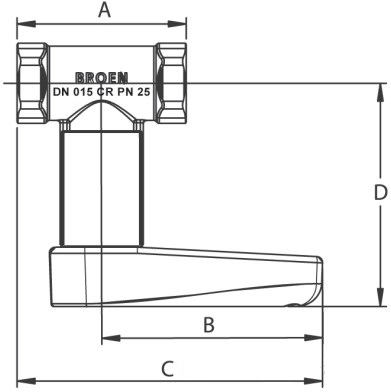 Габаритные размеры балансирующего клапана BROEN 4350010S-001003