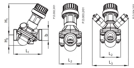 Конструкция балансировочного клапана Danfoss 003Z1814 Габаритные размеры балансирующего клапана Danfoss 003Z1814