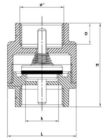 Габаритные размеры обратного клапана Icma 83053AG05