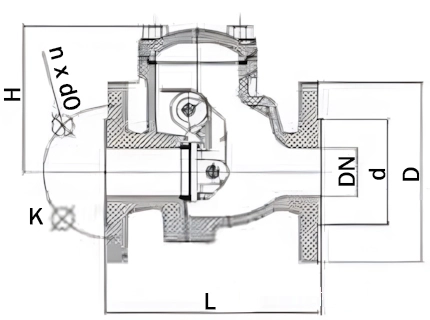 Габаритные размеры обратного клапана Zetkama 302A150C01