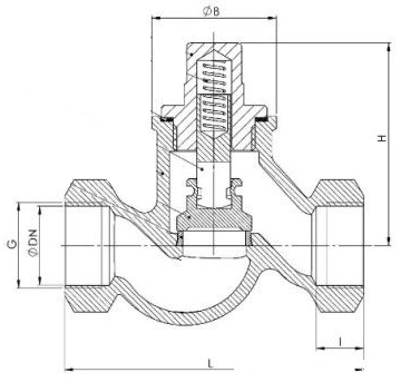 Габаритные размеры обратного клапана Zetkama 277A040C31