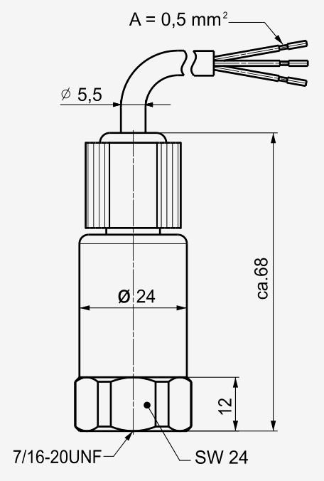 Габаритные размеры датчика давления QBE2104-P25U Siemens