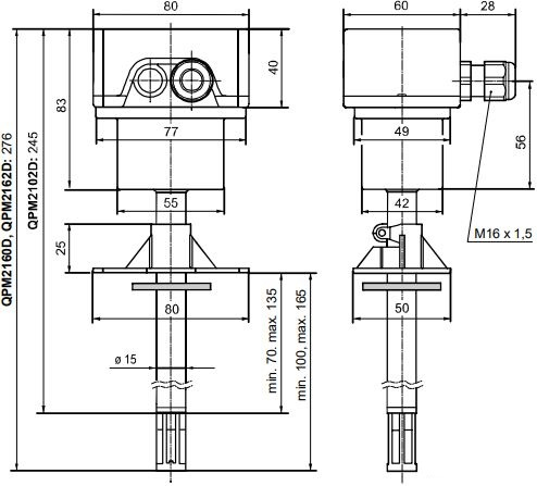 Габаритные размеры датчика качества воздуха QPM1100 Siemens