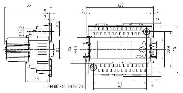 Габаритные размеры универсального контроллера RLU222 Siemens