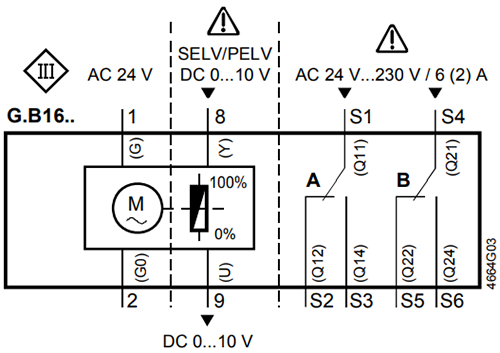 Схема подключения электропривода GDB163.2E Siemens