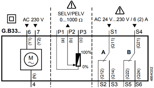 Схема подключения электропривода GDB336.2E Siemens