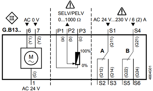 Схема подключения электропривода GLB136.2E Siemens
