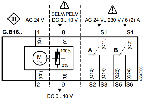 Схема подключения электропривода GLB161.2E Siemens