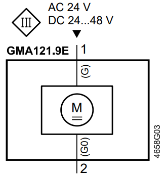 Схема подключения электропривода GMA121.9E Siemens