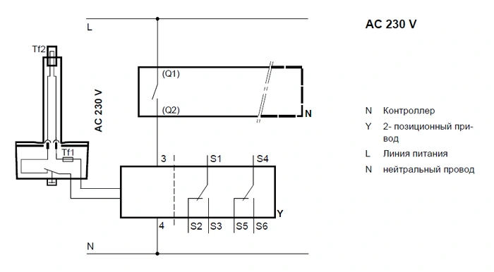 Схема подключения электропривода GNA326.1E/12 Siemens