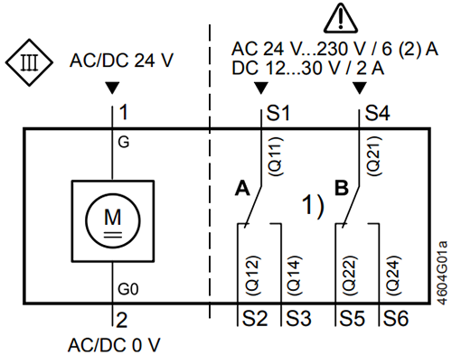 Схема подключения электропривода GQD126.1A Siemens