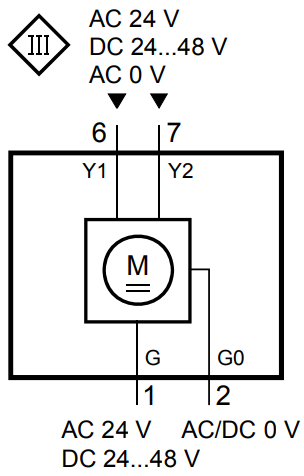 Схема подключения электропривода GQD131.1A Siemens