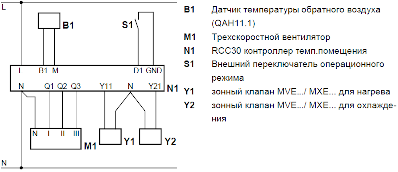 Схема подключения термостата Siemens RCC30
