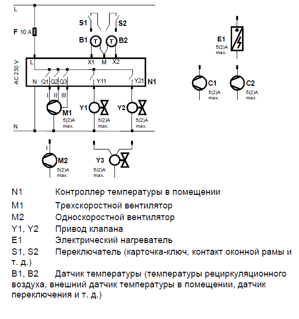 Схема подключения термостата Siemens RDF310.2/MM
