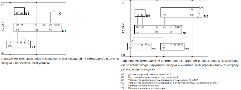 Схема подключения термостата Siemens RLA162
