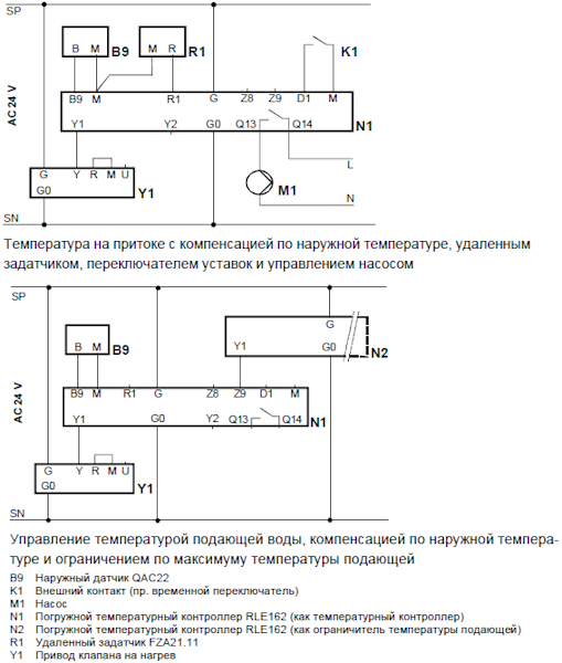 Схема подключения термостата Siemens RLE162